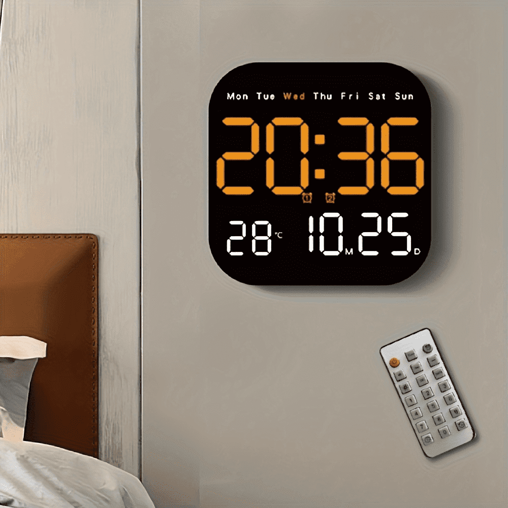 Large Screen Digital Wall Clocks Temperature Date Week Dispaly ...