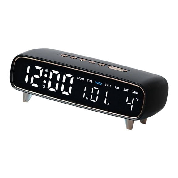 Large Screen LED Digital Clock with Night Light Calendar Temperature and Moons Phase Display for Bedroom Living Room