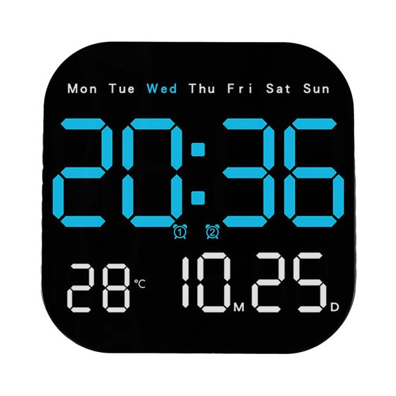 Large Screen LED Digital Wall Clock Humidity Dual Alarm Smart Brightness Remote Control Electronic Clock Decor