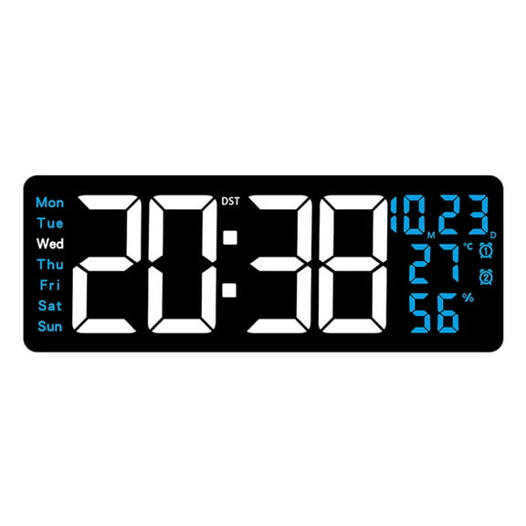 Large Screen LED Wall Clock with Remote Control Alarm Time Temperature Display 12/24 Hour for Living Room and Bedrooms