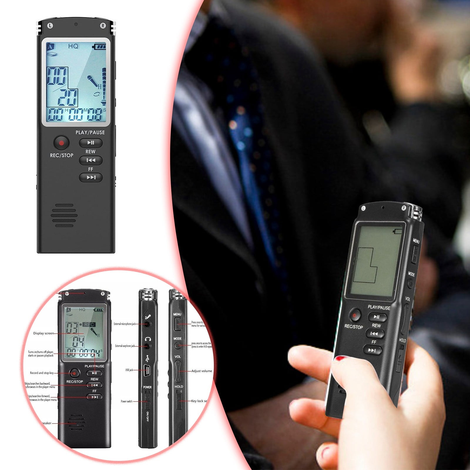 Large Screen MP3 Player With Built In Speaker For Recording And