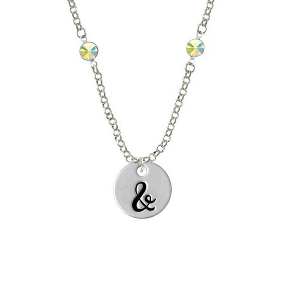 Large Script Letter - & - 3/4'' Disc - AB Crystal Fiona Necklace