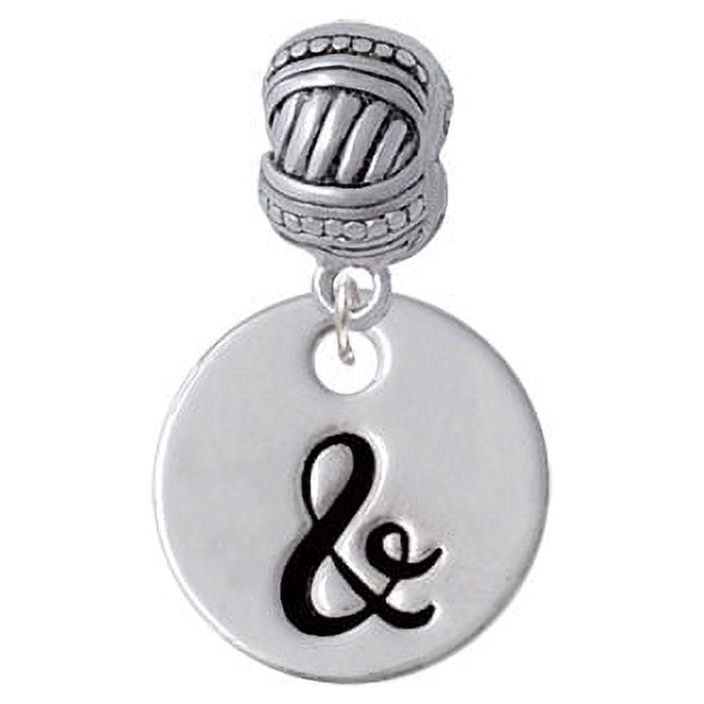 Large Script Letter - & - 3/4'' Disc - Large Rope with Cross Beads Charm Bead