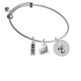 thumbnail image 1 of Large Script Letter - E - 3/4'' Disc - Lil Sister Heart Expandable Bangle Bracelet, 1 of 1