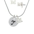 thumbnail image 1 of Large Script Letter - F - 3/4'' Disc - - M Initial Charm Necklace and Stud Earrings Jewelry Set, 1 of 1