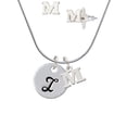 thumbnail image 1 of Large Script Letter - I - 3/4'' Disc - - M Initial Charm Necklace and Stud Earrings Jewelry Set, 1 of 1
