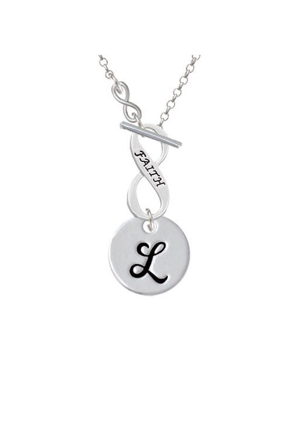Large Script Letter - L - 3/4'' Disc - To Infinity Faith Toggle Necklace