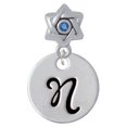 thumbnail image 1 of Large Script Letter - N - 3/4'' Disc - Star of David with Blue Crystal Charm Bead, 1 of 1