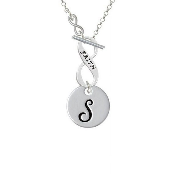 Large Script Letter - S - 3/4'' Disc - To Infinity Faith Toggle Necklace