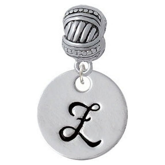 Large Script Letter - Z - 3/4'' Disc - Large Rope with Cross Beads Charm Bead