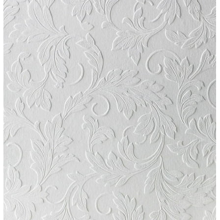 Large Scrolling Leaf White Paintable Wallpaper