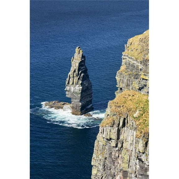 Large Sea Stack Rock Structure in The Ocean with Cliffs - 12 x 19 in.