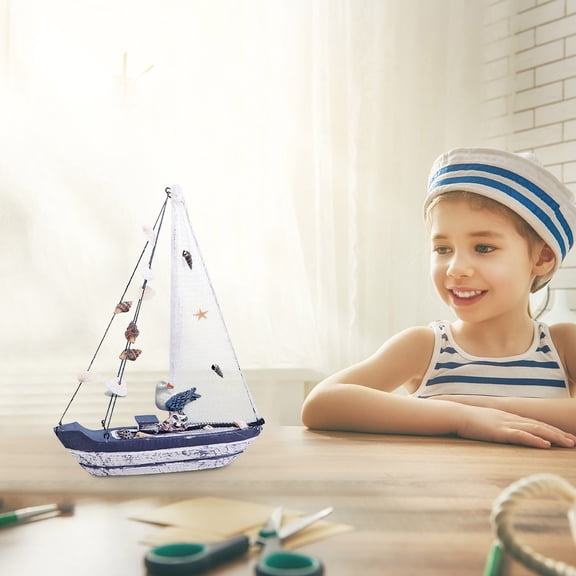 Large Seagull Shell Wooden Sailboat Ornament, Beach Home Decor, By Meiiso, Large Inventory!