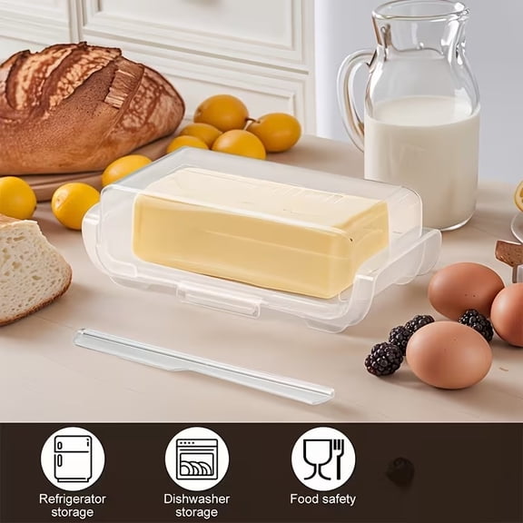 Large Sealed Butter Tray - BPA-Free Plastic Butter Container for Kitchen and Refrigerator