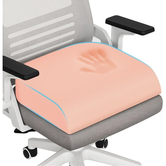 Large Seat Cushion, Memory Foam Cushion for Long Sitting Hours on Office Chair, Home & Car, Non-Slip Chair Pad for Relieving Back & Sciatica & Hip & Coccyx Pain (Pink)