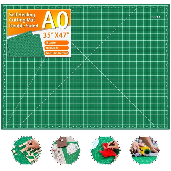 Large Self Healing Cutting Mat 36"x48", 5-Ply, Double Sided Green, Non-Slip, for Sewing, Fabric, Quilting