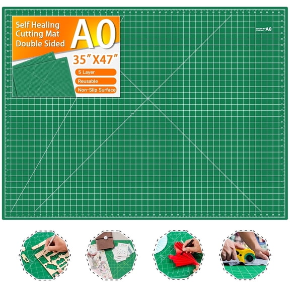 Self-Healing Cutting Mat 36"x48" 5-Ply Green Double-Sided Non-Slip for Sewing Quilting Fabric
