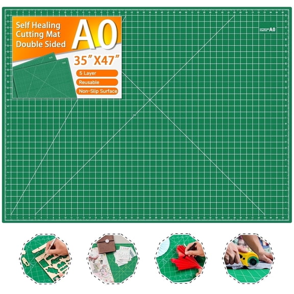 Large Self-Healing Cutting Mat 36"x48" 5-Ply Green Double-Sided Non-Slip for Sewing Quilting Fabric