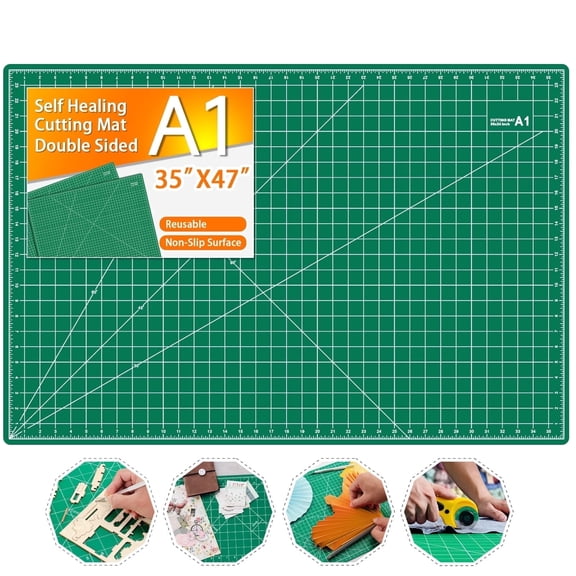 Self Healing Cutting Mat 24" x 36", Non-Slip, A1 Size, Double Sided Green, for Crafts, Sewing, Fabric, Scrapbooking