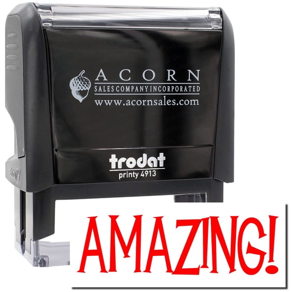 Large Self-Inking Amazing Stamp, Trodat Printy 4913, Press and Print Stamping, Impression Size 7/8" x 2-1/4", Up to 10,000 Impressions - Red Ink