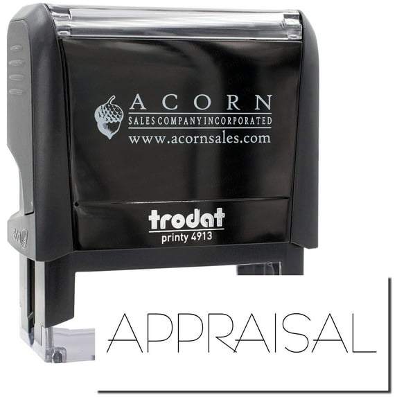 Large Self-Inking Appraisal Stamp, Trodat Printy 4913, Press and Print Stamping, Impression Size 7/8" x 2-1/4", Up to 10,000 Impressions - Black Ink