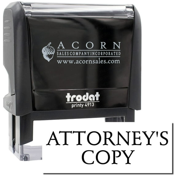 Large Self-Inking Attorneys Copy Stamp, Trodat Printy 4913, Press and Print Stamping, Impression Size 7/8" x 2-1/4", Up to 10,000 Impressions - Black Ink