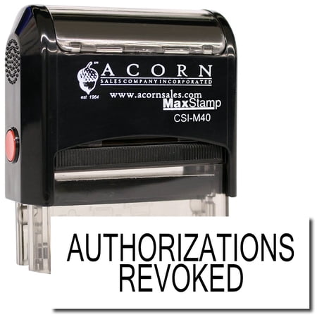 Large Self-Inking Authorizations Revoked Stamp with Mint Green Ink