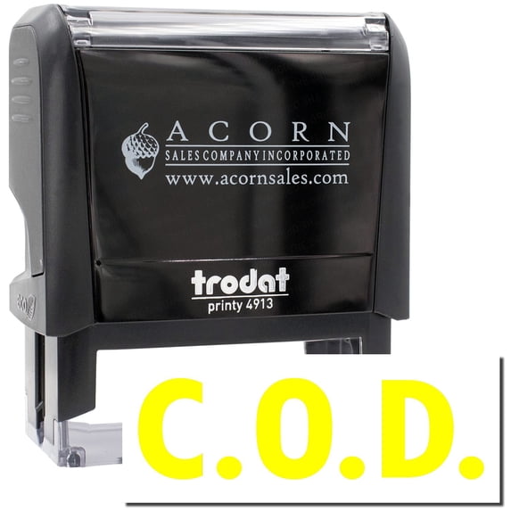 Large Self-Inking Bold COD Stamp Stamp, Trodat Printy 4913, Press and Print Stamping, Impression Size 7/8" x 2-1/4", Up to 10,000 Impressions - Yellow Ink