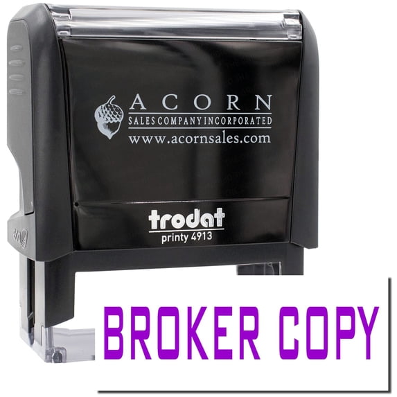 Large Self-Inking Broker Copy Stamp, Trodat Printy 4913, Press and Print Stamping, Impression Size 7/8" x 2-1/4", Up to 10,000 Impressions - Purple Ink