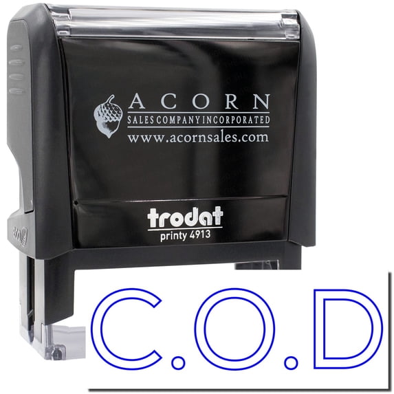 Large Self-Inking COD Outline Stamp, Trodat Printy 4913, Press and Print Stamping, Impression Size 7/8" x 2-1/4", Up to 10,000 Impressions - Blue Ink