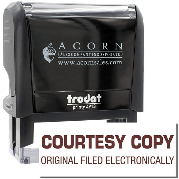 Large Self-Inking Courtesy Copy Original Filed Electronically Stamp, Trodat Printy 4913, Press and Print Stamping, Impression Size 7/8" x 2-1/4", Up to 10,000 Impressions - Brown Ink