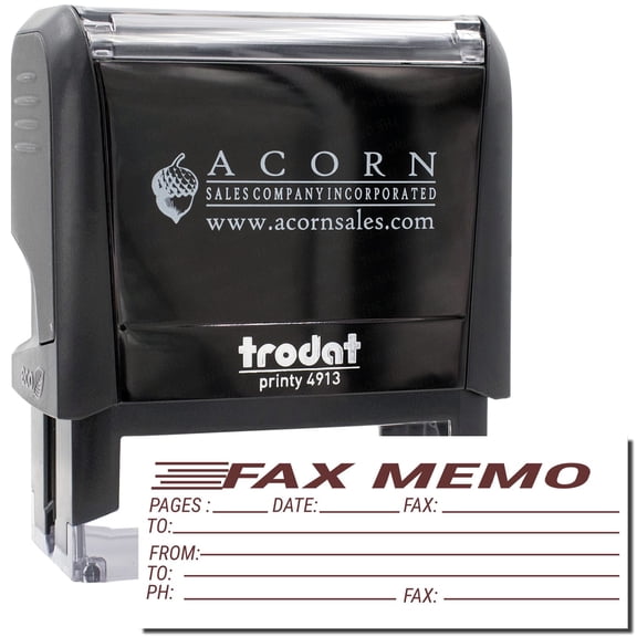 Large Self-Inking Fax Memo Stamp, Trodat Printy 4913, Press and Print Stamping, Impression Size 7/8" x 2-1/4", Up to 10,000 Impressions - Brown Ink