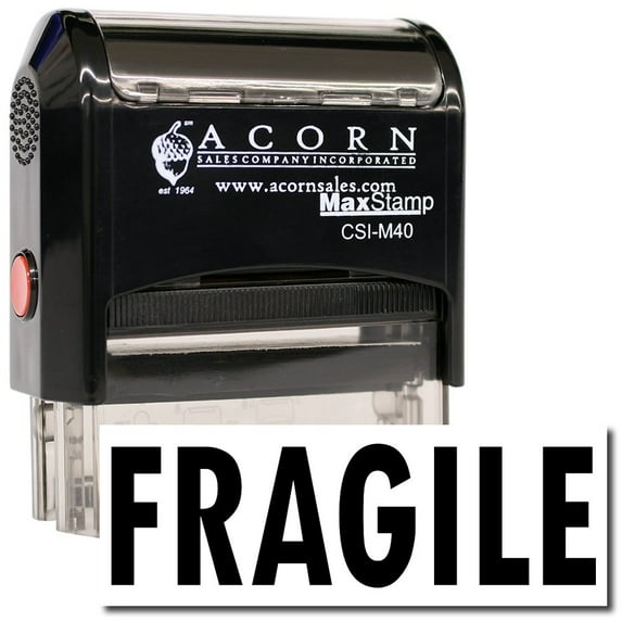 Large Self-Inking Fragile Stamp with Burgundy Ink