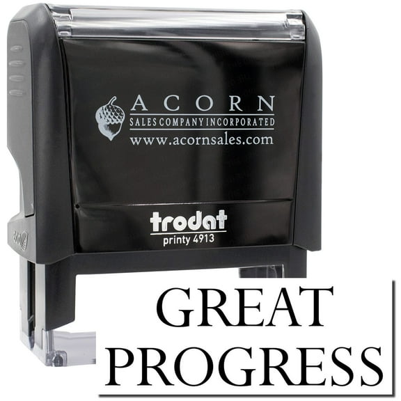 Large Self-Inking Great Progress Stamp, Trodat Printy 4913, Press and Print Stamping, Impression Size 7/8" x 2-1/4", Up to 10,000 Impressions - Black Ink