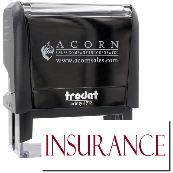 Large Self-Inking Insurance Stamp, Trodat Printy 4913, Press and Print Stamping, Impression Size 7/8" x 2-1/4", Up to 10,000 Impressions - Burgundy Ink