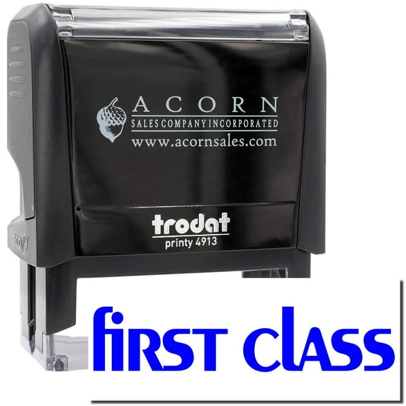 Large Self-Inking Lower Case First Class Stamp, Trodat Printy 4913, Press and Print Stamping, Impression Size 7/8" x 2-1/4", Up to 10,000 Impressions - Blue Ink
