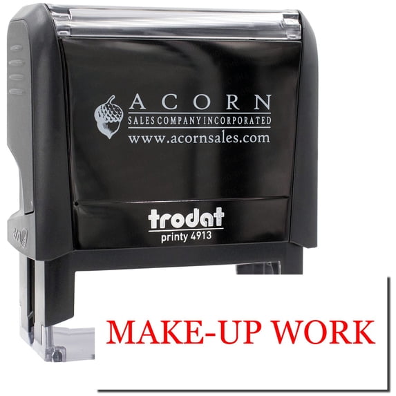 Large Self-Inking Make Up Work Stamp, Trodat Printy 4913, Press and Print Stamping, Impression Size 7/8" x 2-1/4", Up to 10,000 Impressions - Red Ink