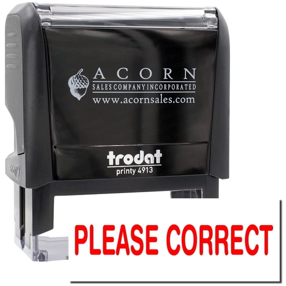 Large Self-Inking Please Correct Stamp, Trodat Printy 4913, Press and Print Stamping, Impression Size 7/8" x 2-1/4", Up to 10,000 Impressions - Red Ink