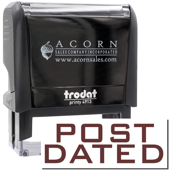 Large Self-Inking Post Dated Stamp, Trodat Printy 4913, Press and Print Stamping, Impression Size 7/8" x 2-1/4", Up to 10,000 Impressions - Brown Ink