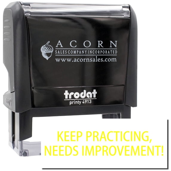 Large Self-Inking Premedicate Stamp, Trodat Printy 4913, Press and Print Stamping, Impression Size 7/8" x 2-1/4", Up to 10,000 Impressions - Yellow Ink