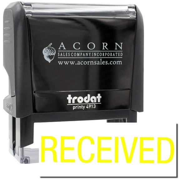 Large Self-Inking Received with In Box Stamp, Trodat Printy 4913, Press and Print Stamping, Impression Size 7/8" x 2-1/4", Up to 10,000 Impressions - Yellow Ink