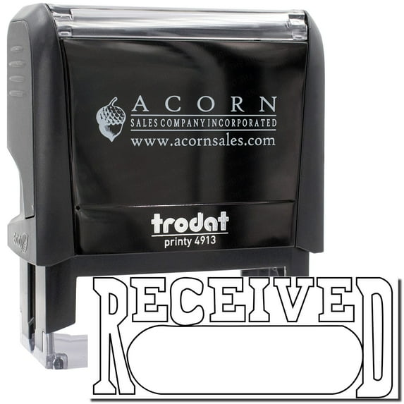 Large Self-Inking Received with Date Box Stamp, Trodat Printy 4913, Press and Print Stamping, Impression Size 7/8" x 2-1/4", Up to 10,000 Impressions - Black Ink