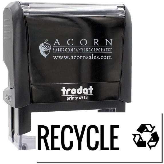 Large Self-Inking Recycle with Logo Stamp, Trodat Printy 4913, Press and Print Stamping, Impression Size 7/8" x 2-1/4", Up to 10,000 Impressions - Black Ink