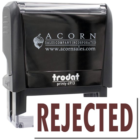 Large Self-Inking Rejected Stamp, Trodat Printy 4913, Press and Print Stamping, Impression Size 7/8" x 2-1/4", Up to 10,000 Impressions - Brown Ink