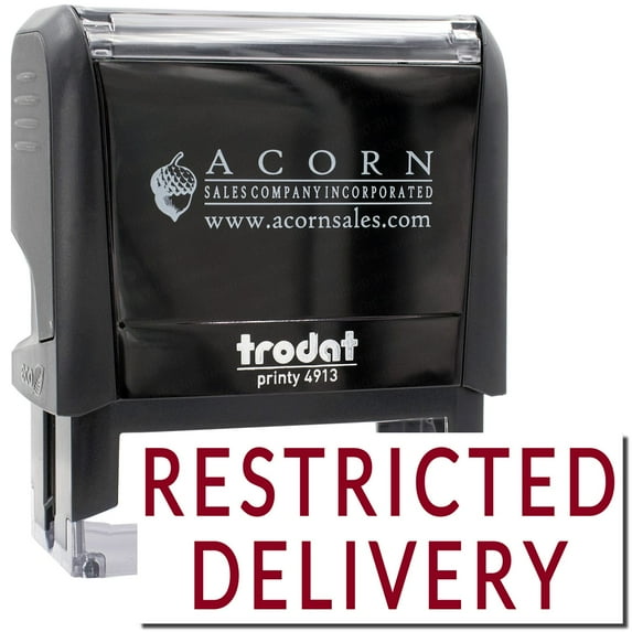 Large Self-Inking Restricted Delivery Stamp, Trodat Printy 4913, Press and Print Stamping, Impression Size 7/8" x 2-1/4", Up to 10,000 Impressions - Burgundy Ink