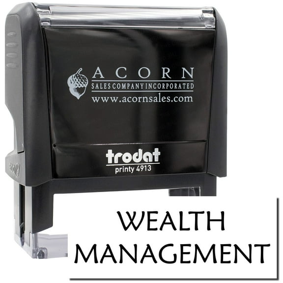 Large Self-Inking Wealth Management Stamp, Trodat Printy 4913, Press and Print Stamping, Impression Size 7/8" x 2-1/4", Up to 10,000 Impressions - Black Ink