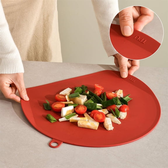 Large Semi-Circular Cutting Board, Double-Sided Plastic Chopping Board, Kitchen Countertop Block, Food Safe Butcher Prep Board, 14.4x12.2x0.4 Inches
