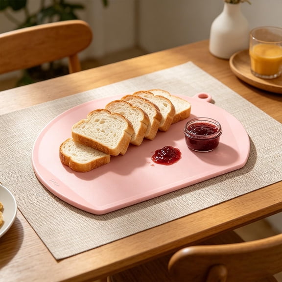 Large Semi Circular Double-Sided Plastic Cutting Board, Wenini Kitchen Chopping Board for Countertop Food Prep, Durable Food Safe Chopping Board for Meat Vegetables with Easy Clean Surface, Pink