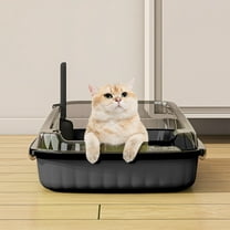 Large Semi-Enclosed Cat Litter Box with Anti-Splash Design and Scoop, Easy to Clean Cat Toilet for Pet Owners