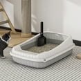 thumbnail image 1 of Large Semi-Enclosed Cat Litter Box with High Sides, Splash Proof Design, Includes Scoop, Gray, 19x13x5 Inches, 1 of 7